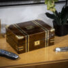 walnut jewellery box on display on a table