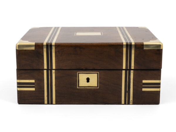 walnut jewellery box on white background eye level