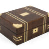 walnut jewellery box on white background front angle view