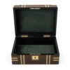 walnut jewellery box on white background open
