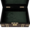 walnut jewellery box on white background open close up