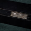 walnut jewellery box hinge close up