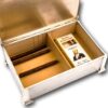Sterling Silver Art Deco Cigar Box Humidor with the lid up showing cigars inserted for size