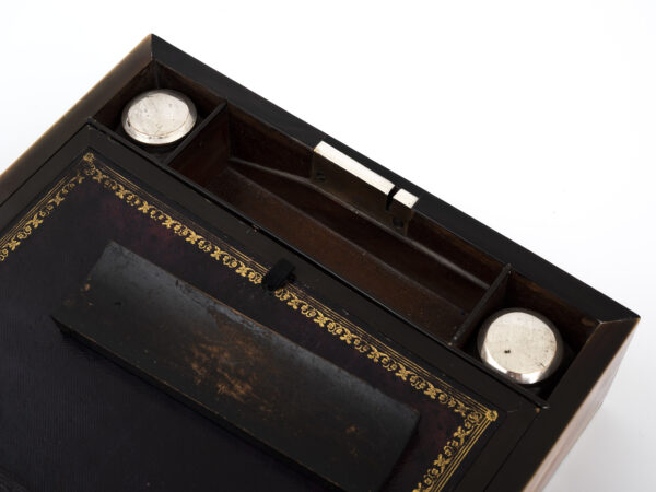 tortoiseshell writing box inkwells