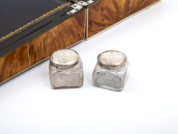 tortoiseshell writing box inkwells