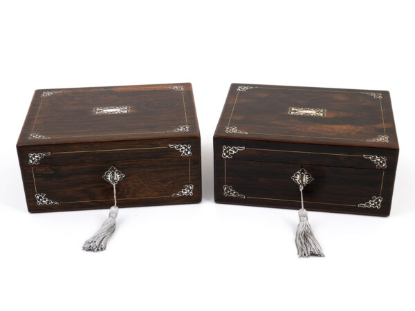 pair of antique sewing boxes