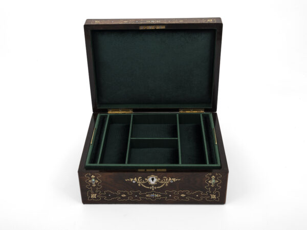 rosewood jewellery box open
