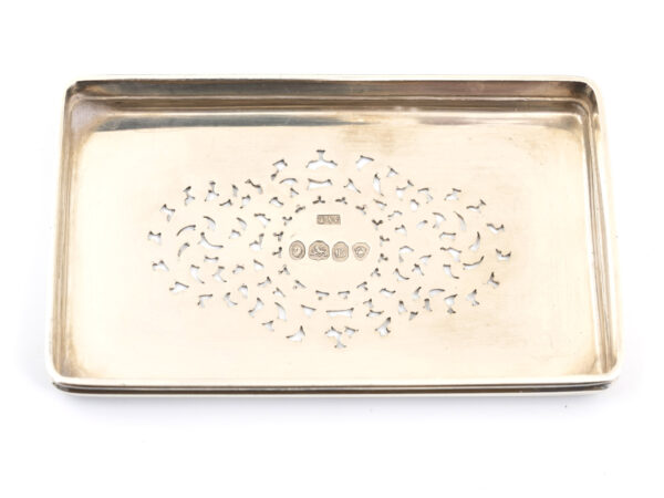 Rosewood Vanity Box silver marks close up