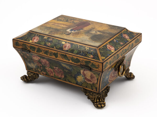 antique box adorned with flowers
