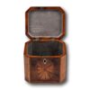 Overview of the Georgian Burr Yew Tea Caddy with the lid up