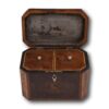 Overview of the Georgian Burr Yew Tea Caddy with the lid open