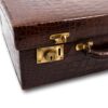 Close up of the latch and lock on the Art Deco Crocodile Luggage Case