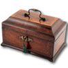 Overview of the tea chest with the key