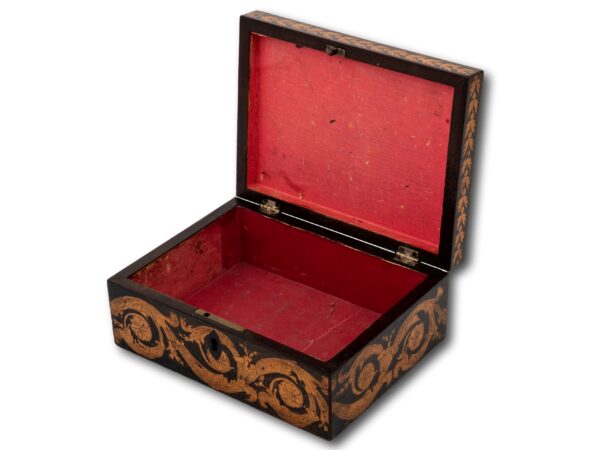 View of the interior of the penwork box