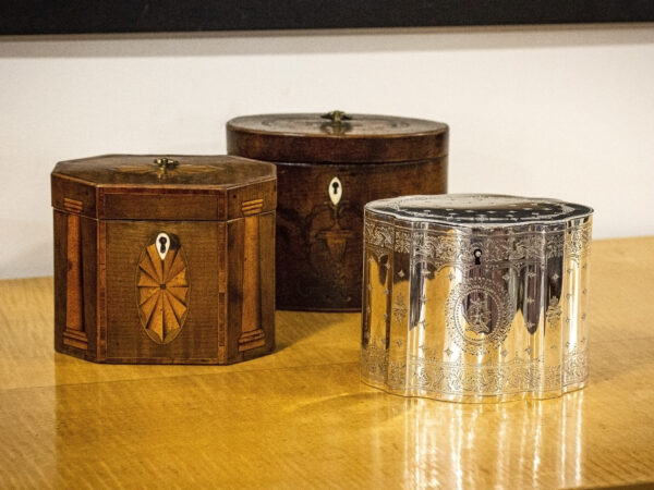 Tea Caddy in a decorative collection setting