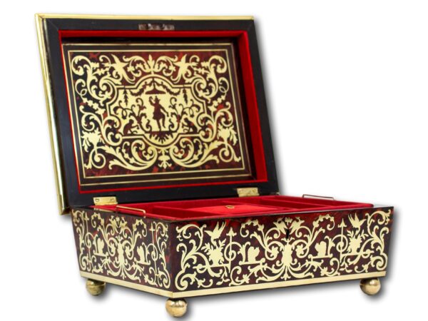 View of the French Boulle Jewellery Box with the lid open