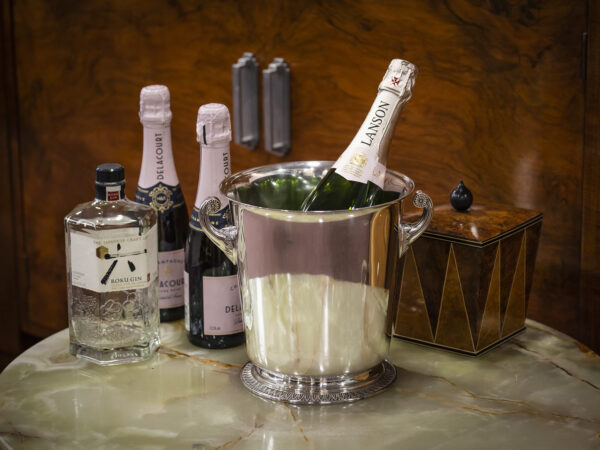 Champagne Wine Cooler Bucket in a decorative collectors setting
