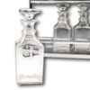 Close up of one of the squared decanter bottles