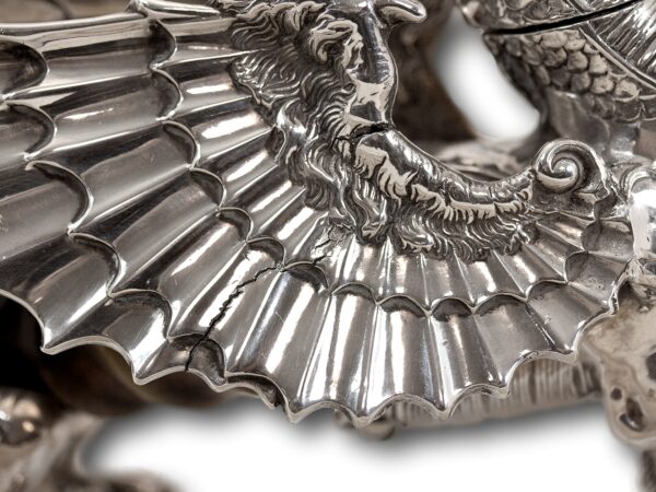 Close up of the Wing of the Military Mess Dragon Table Lighter