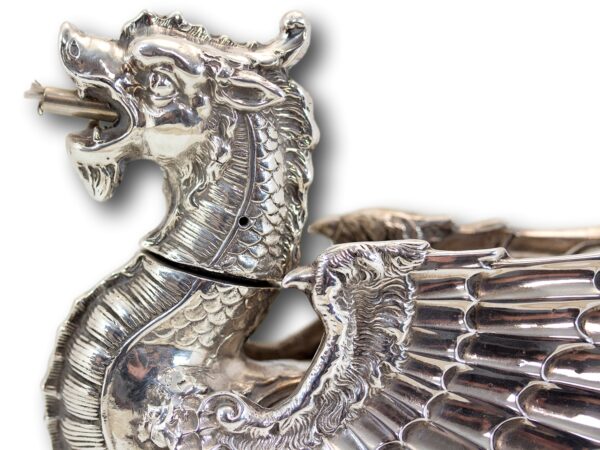 Close up of the head of the Military Mess Dragon Table Lighter