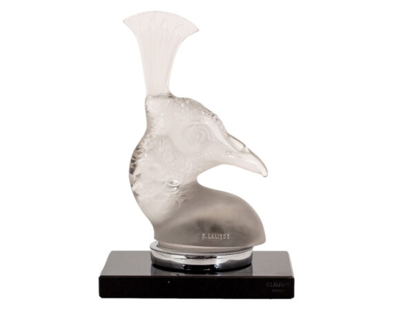 Overview of the Rene Lalique Tete De Paon Car Mascot