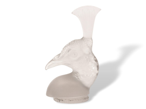 Side of the Rene Lalique Tete De Paon Car Mascot