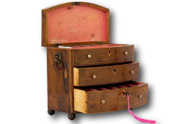 Sewing box with the drawers open