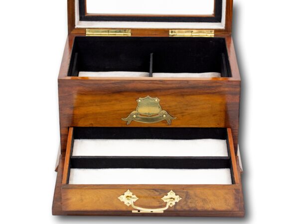 View of the front of the Jewellery box with the drawer open