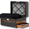 Interior with top tray removed and side drawer open on the Coromandel Jewellery Box with Side Drawer