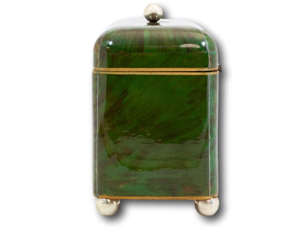 Side of the Georgian Green Tortoiseshell Tea Caddy