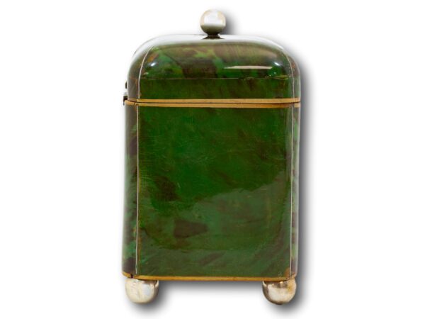 Side of the Georgian Green Tortoiseshell Tea Caddy