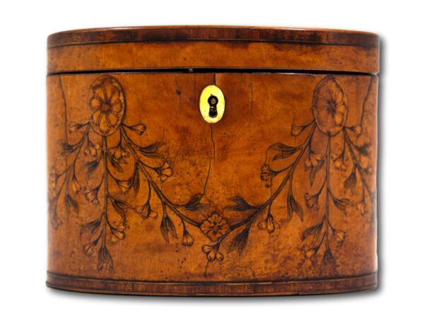 Front of the Georgian Satinwood Tea Caddy