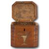 View of the Georgian painted tea caddy with the lid up