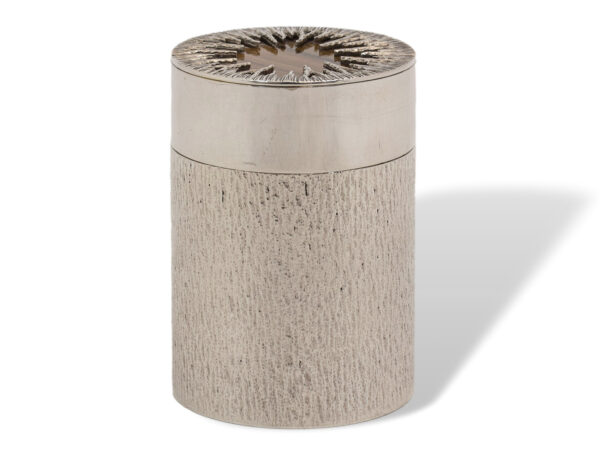 Side of the Sterling Silver Mappin and Webb Cigarette Canister