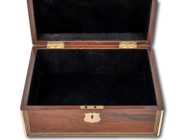 Close up of the interior of the Georgian Rosewood Jewellery Box