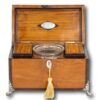 Georgian Satinwood Tea Chest with the lid up and key inserted
