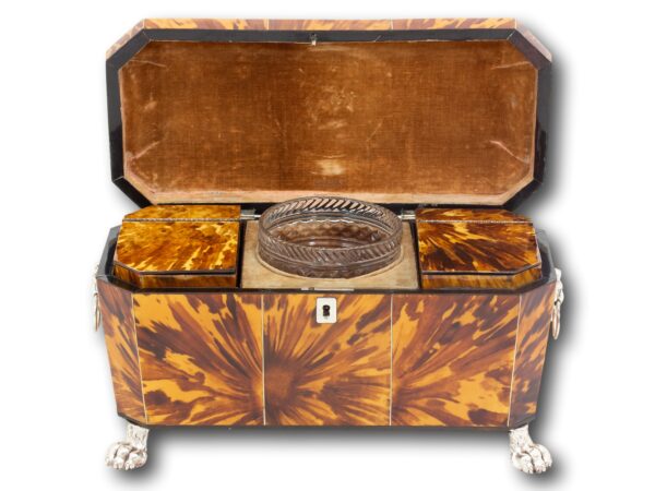 Regency Blonde Tortoiseshell Tea Caddy with the lid up