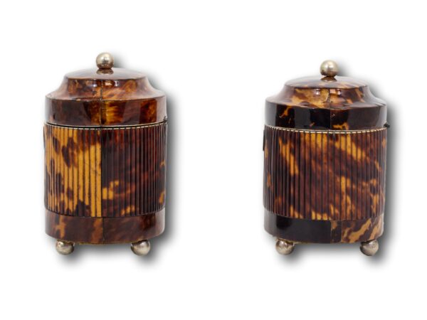 Side of the tortoiseshell tea caddy pair