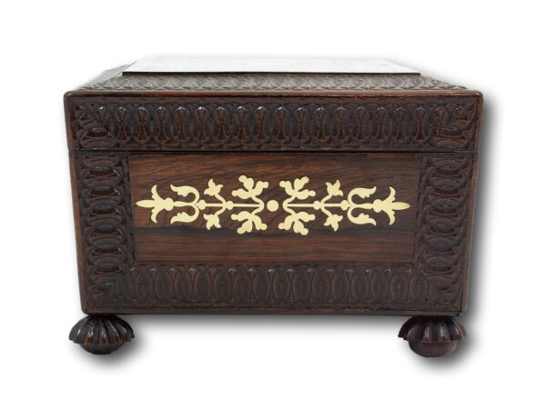 Side of the Rosewood sewing box