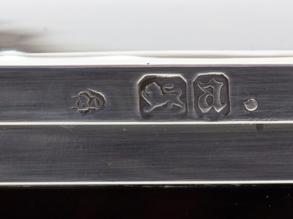 Close up of the Silver hallmarks