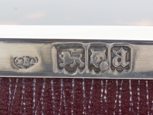 Close up of the Silver hallmarks