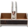 Side profile of the Silver & Tortoiseshell Humidor with both lids open