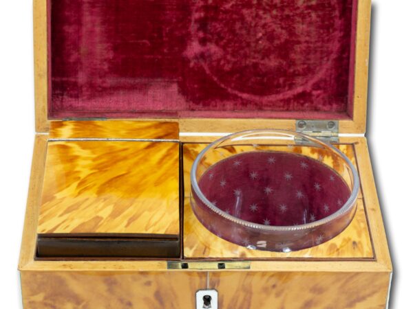 Close up of the Tea Caddy and Sugar bowl in situ