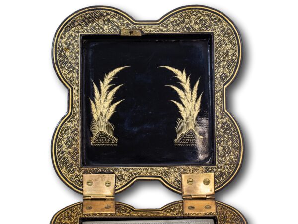 Close up of the inside lid in the Chinese Tea Chest