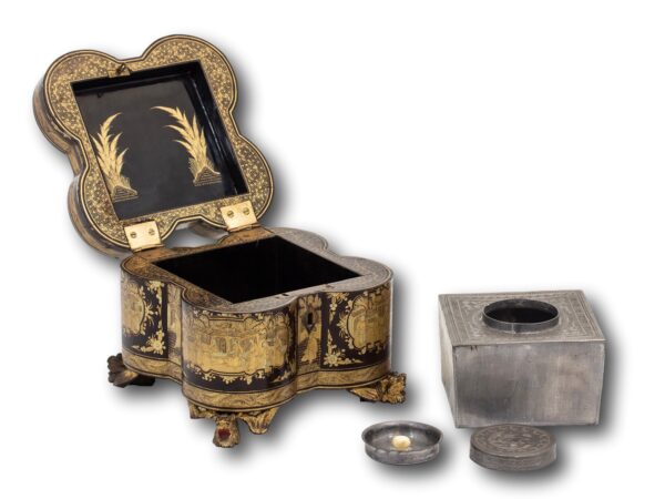 Chinese Tea Chest with the lid up and the tea caddy removed