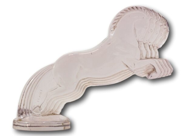 Rene Lalique Cinq Chevaux Car Mascot removed from mount side view