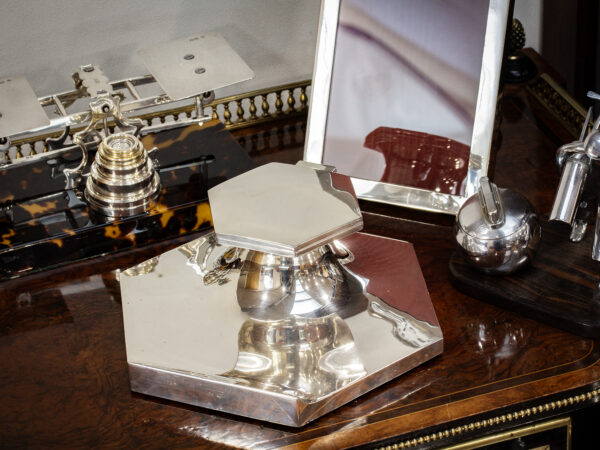 Art Deco Silver Inkwell in a decorative collectors setting