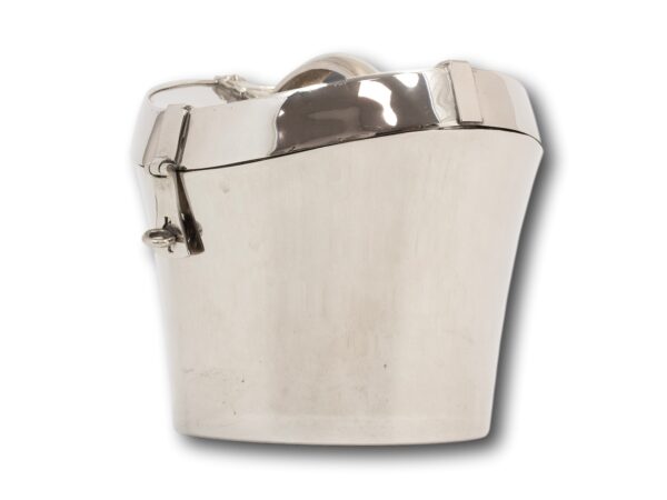 Side Overview of the Novelty Silver Plate Hat Box Ice Bucket
