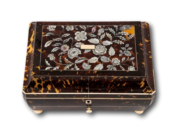 Top of the Regency Tortoiseshell Sewing Box