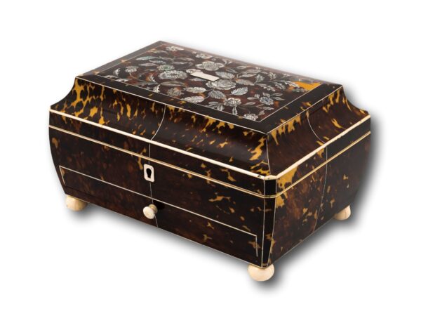 Front overview of the Regency Tortoiseshell Sewing Box